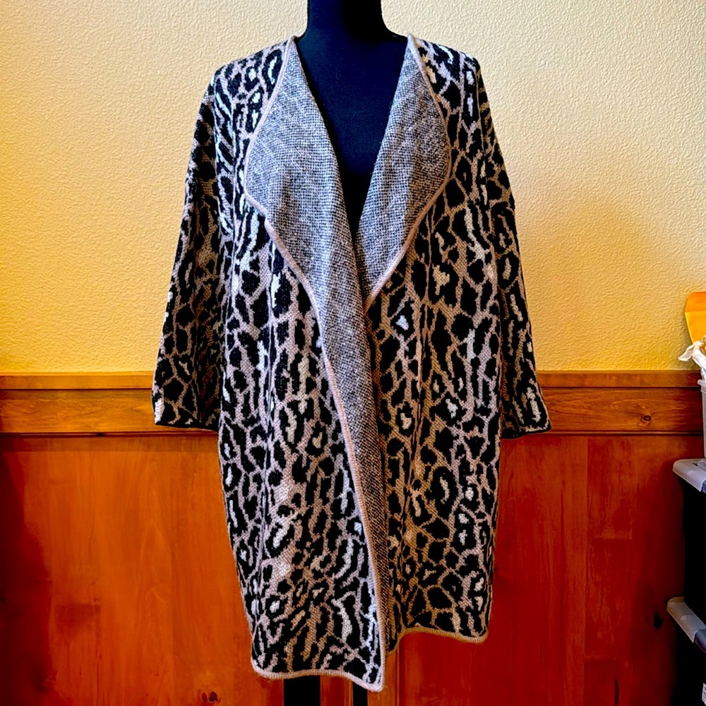 Joie leopard print open front cardigan